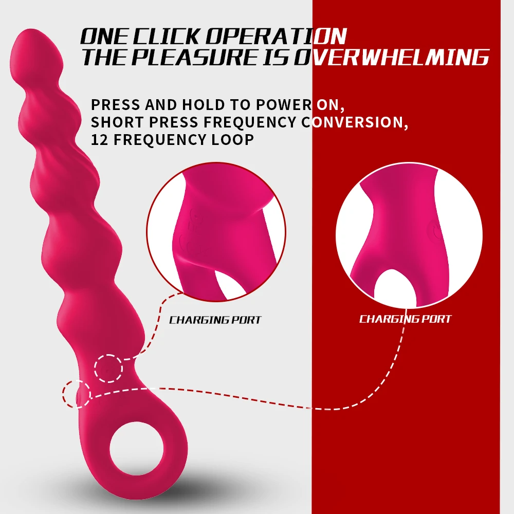 12 Speed Anal Beads Butt Plug Vibrator Prostate Massager G Spot Stimulator Adult Sex Toy 9