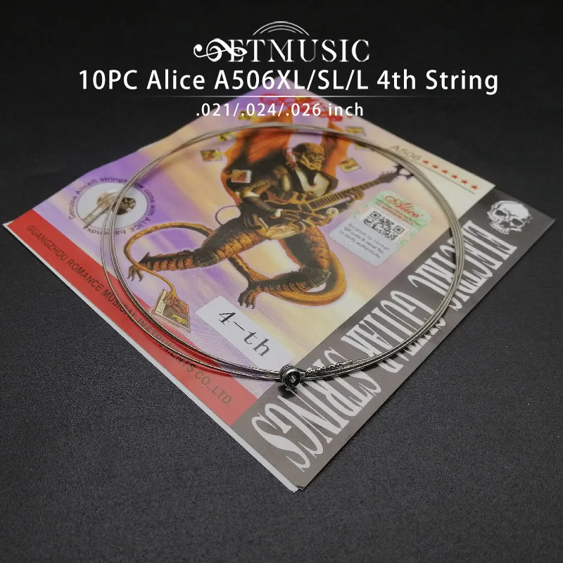 

10Pcs Alice 4th String .021/.024/.026 A506XL/SL/L Electric Guitar String Third String for Electric Guitar Guitar Parts