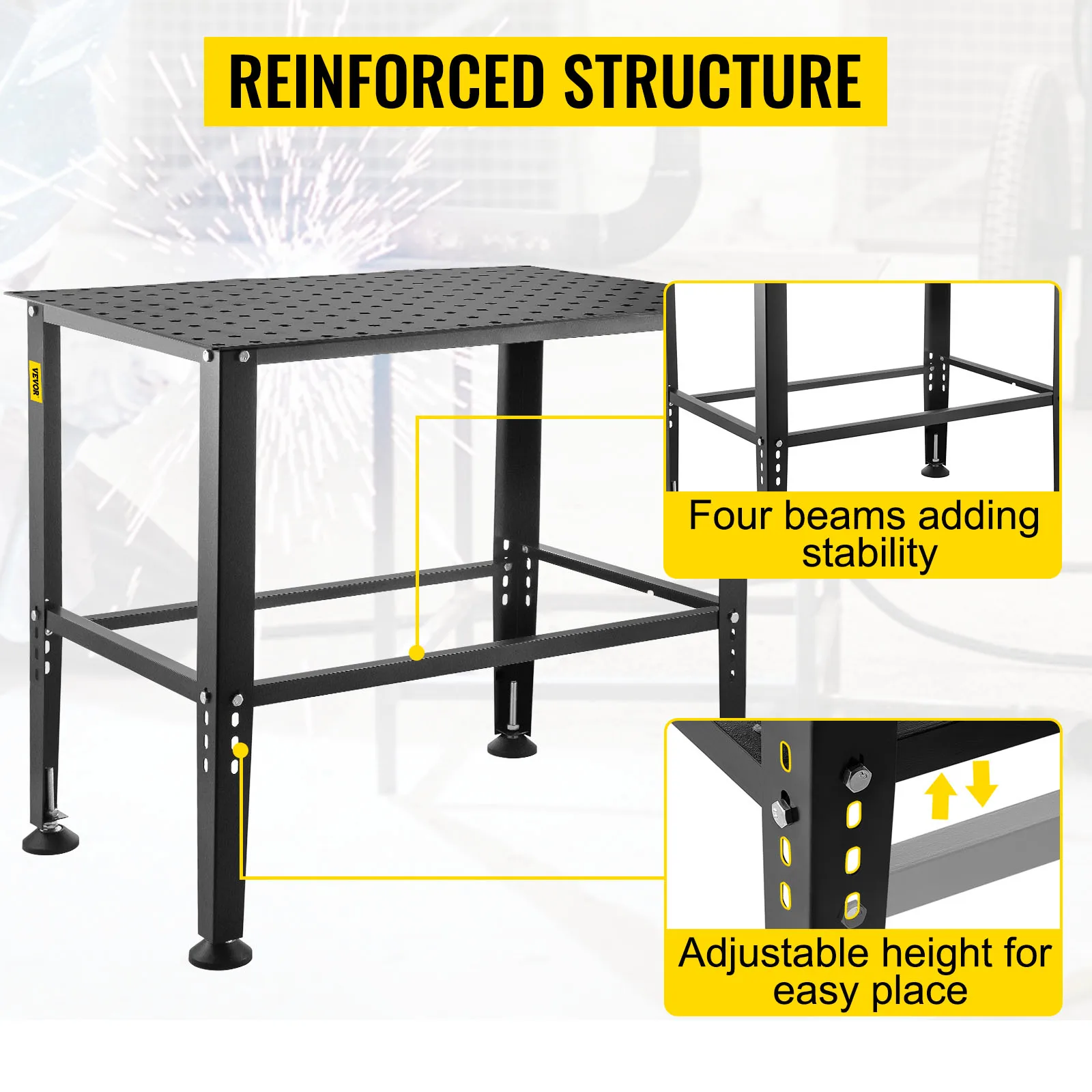 SucceBuy Welding Table 36" x 24" 800LBS Capacity Welding Workbench Table Heavy-Duty Work Bench for Welding Assembly Repair Works