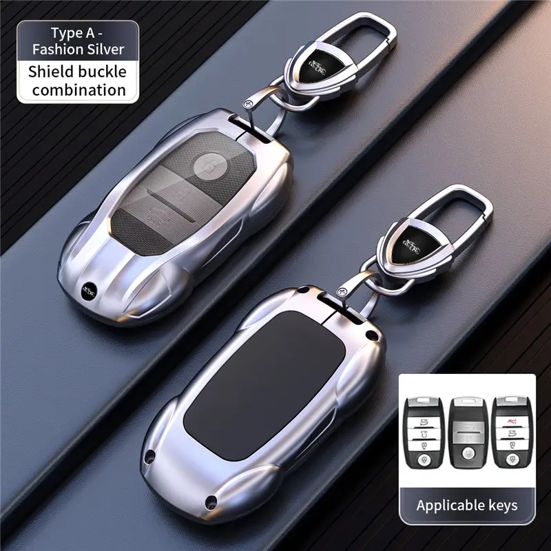 Zinc Alloy Silicone Car Key Case Cover - 360° Protection Key Shell
