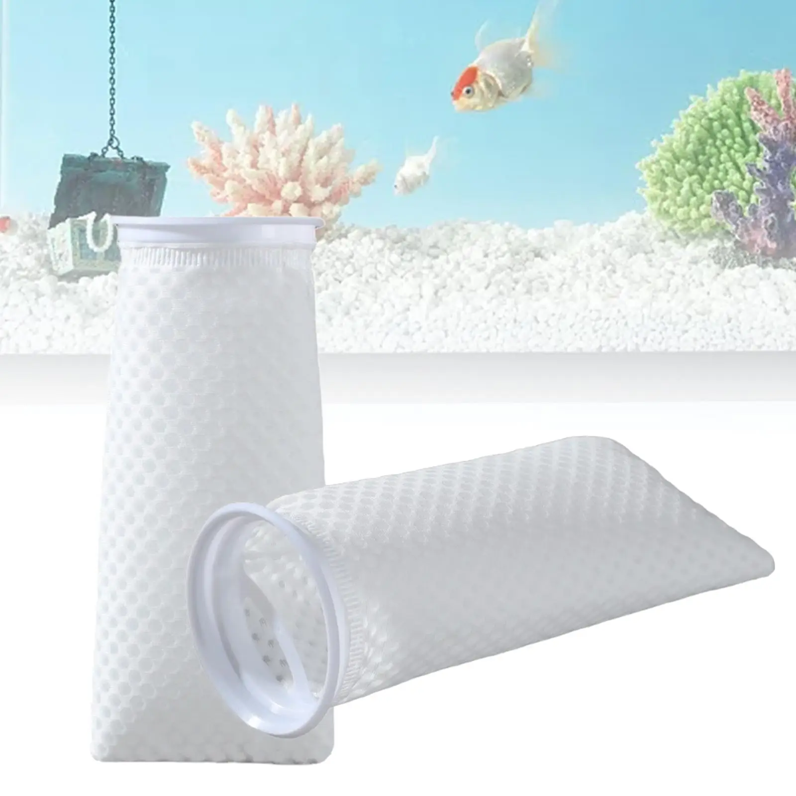 2Pcs Aquarium Filter Socks Aquarium Filter Bags Mesh Washable Pad Blanket Socks for Sump Pond