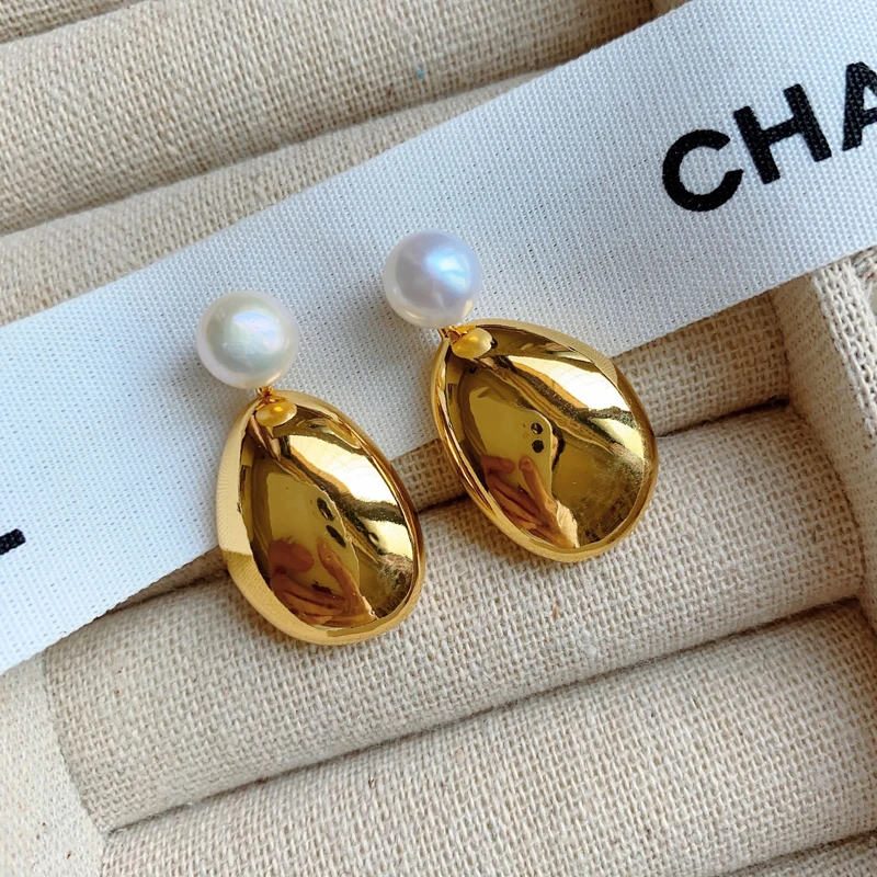 

Cute 925 Sterling Silver Stud Piercing Earrings for Women,White Freshwater Natural Pearl Earrings