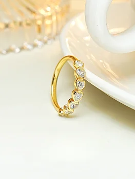 Juego de anillos de diamantes chapados en oro de Plata 1