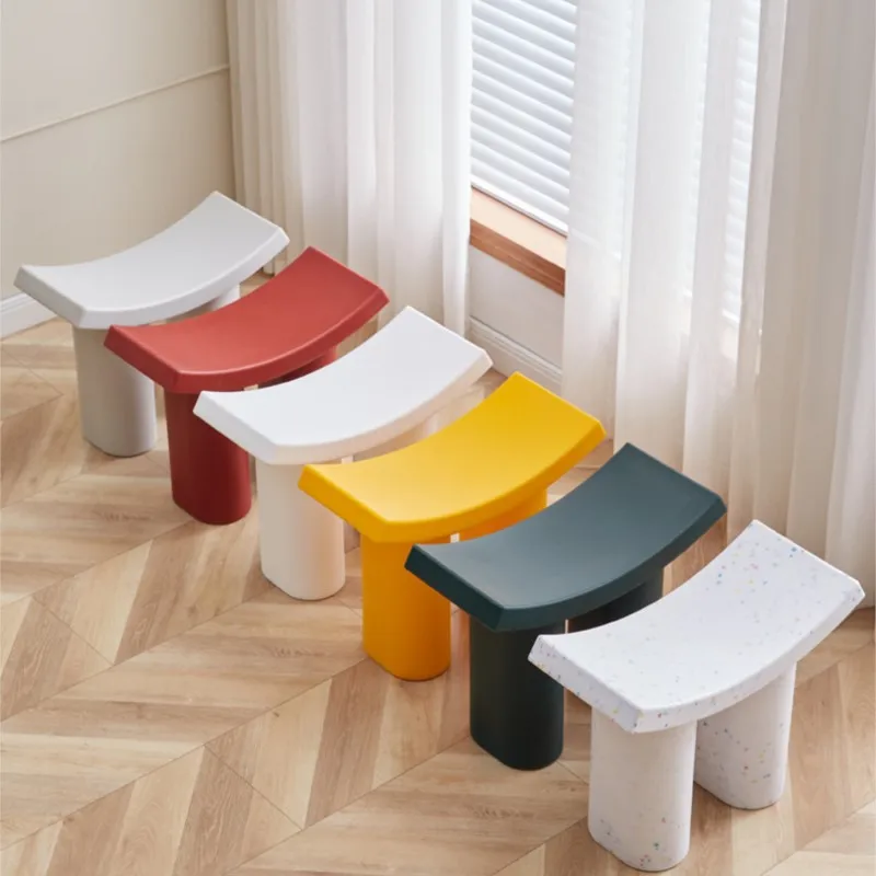 Nordic Shoe Changing Stools Living Room Plastic Small Stool Household Curved Bench Modern Coffee Table Chairs Bedroom Step Stool