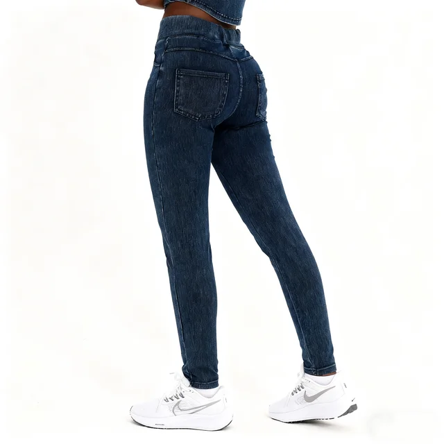 High-Waist Denim Yoga Leggings 4