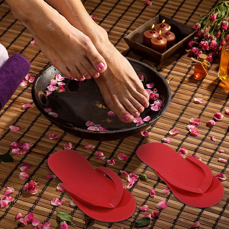 Anti-Slip Pedicure Slippers Disposable Flip Flops EVA Foam Spa Slippers Multi Color Pedicure Sandals Bulk Kit Supplies Guest