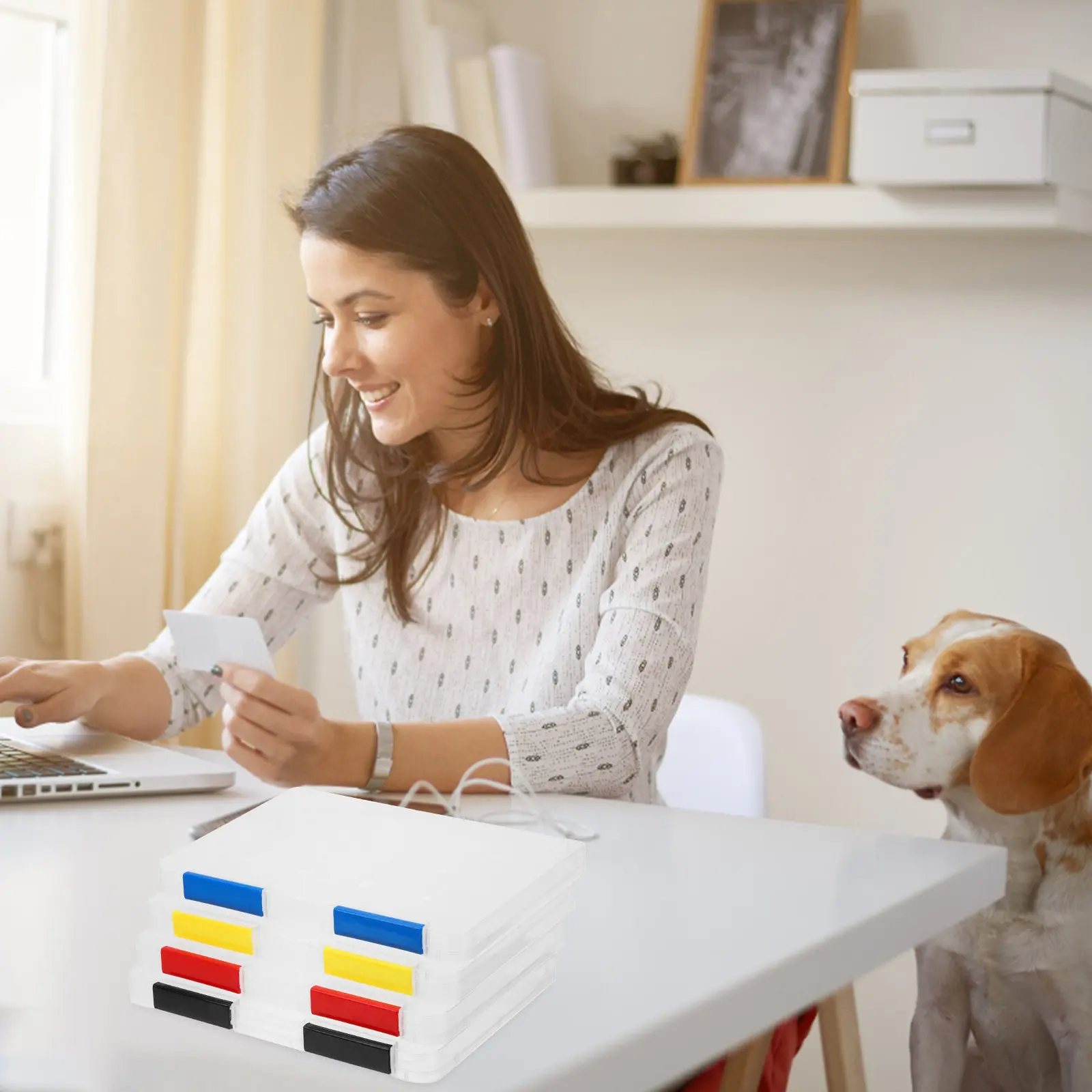 4Pcs 사무실 파일 상자 투명 쌓을 수있는 파일 주최자 문서 보관 용기 클리어 폴더 투명 상자