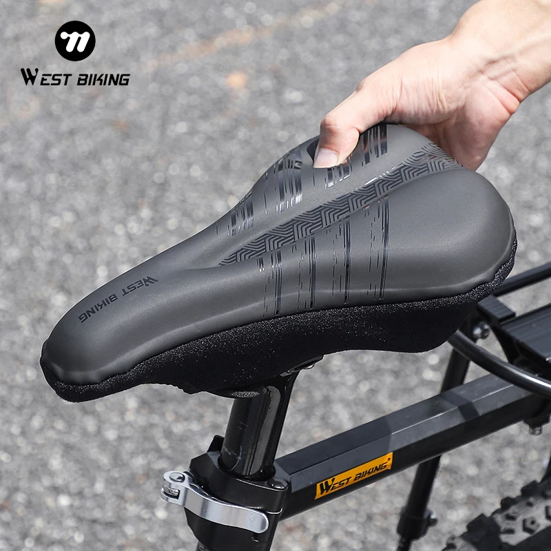 Bicycle Saddle Cover Bicycle Seat Cover WEST BIKING Waterproof Soft Gel Non-Slip Shock Absorption PU Leather 3D Seat