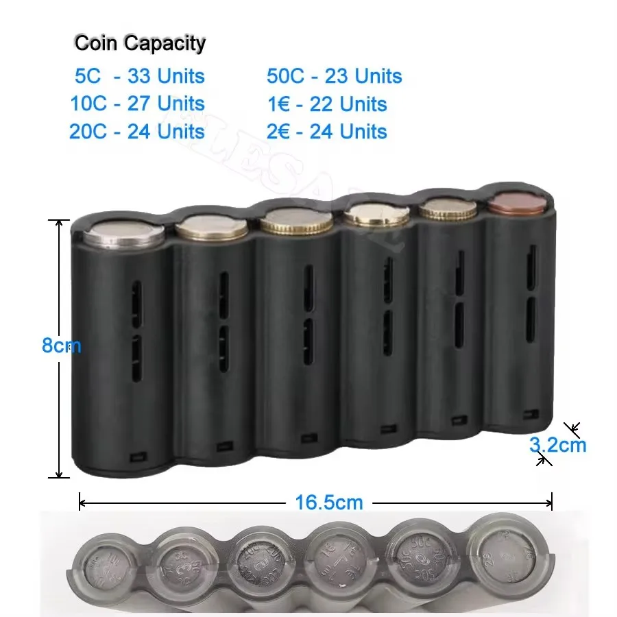 Portable 6 Slot Euro Coin Storage Dispenser Euro Coins Holder Collector With Spring For Home Waiter Driver Coins Safe Piggy Bank 4