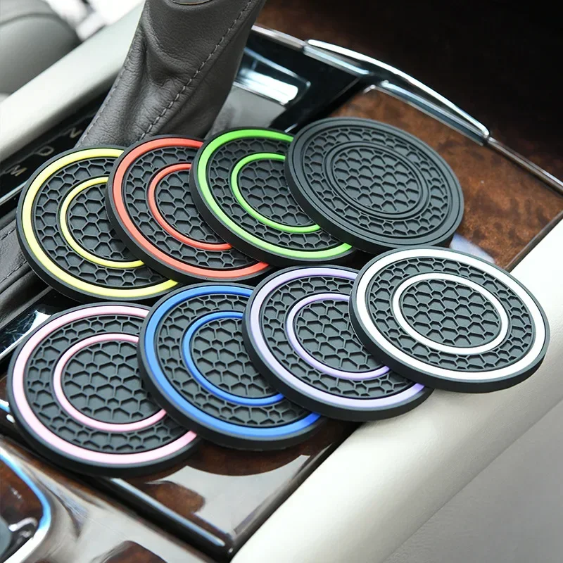 2pcs Double Circle Universal Car Cup Holder Coasters Non-Slip Anti-dust Insert Auto Car Cup Mat Interior Accessories cup holder coasters cup holder inserts car coaster pads