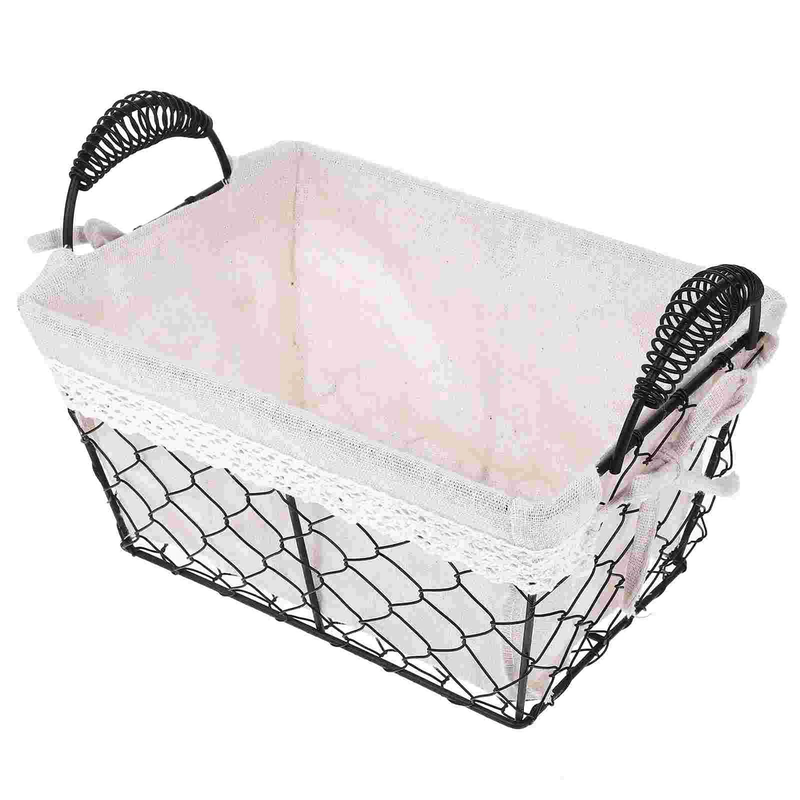 

Double Ear Portable Fruit Basket Iron Storage Baskets Multi-function Wire Handle