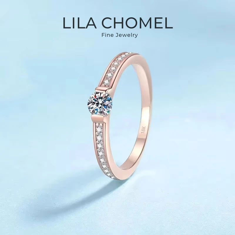 Women Wedding Band 18K Rose Gold Girl Friend Valentine's Day 0.3CT Moissanite Diamond Daughter Birthday Gift Rings Fine Jewelry 2