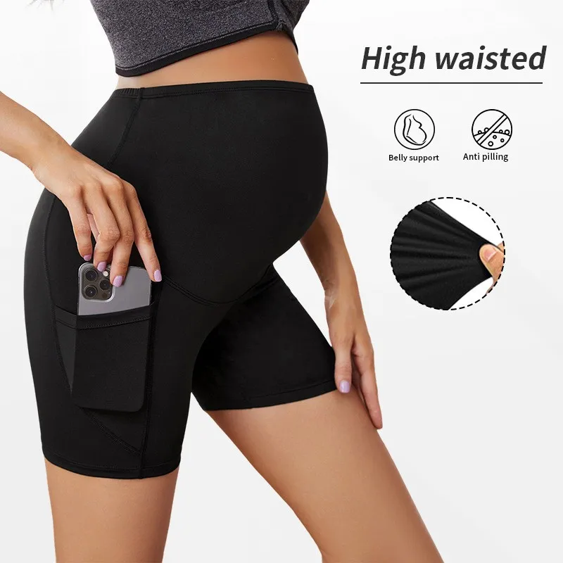 Maternity Clothing Leggings Yoga Shorts Pants High Waist Sports Minimalist Shorts Pregnant Woman Pants - 3
