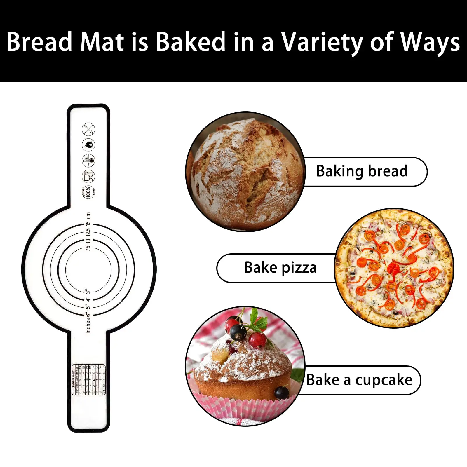 Reusable Silicone Baking Mat Long Handles Heat Resistant Non-Stick Sourdough Baking Mat for Dutch Oven Baking Liners Tools