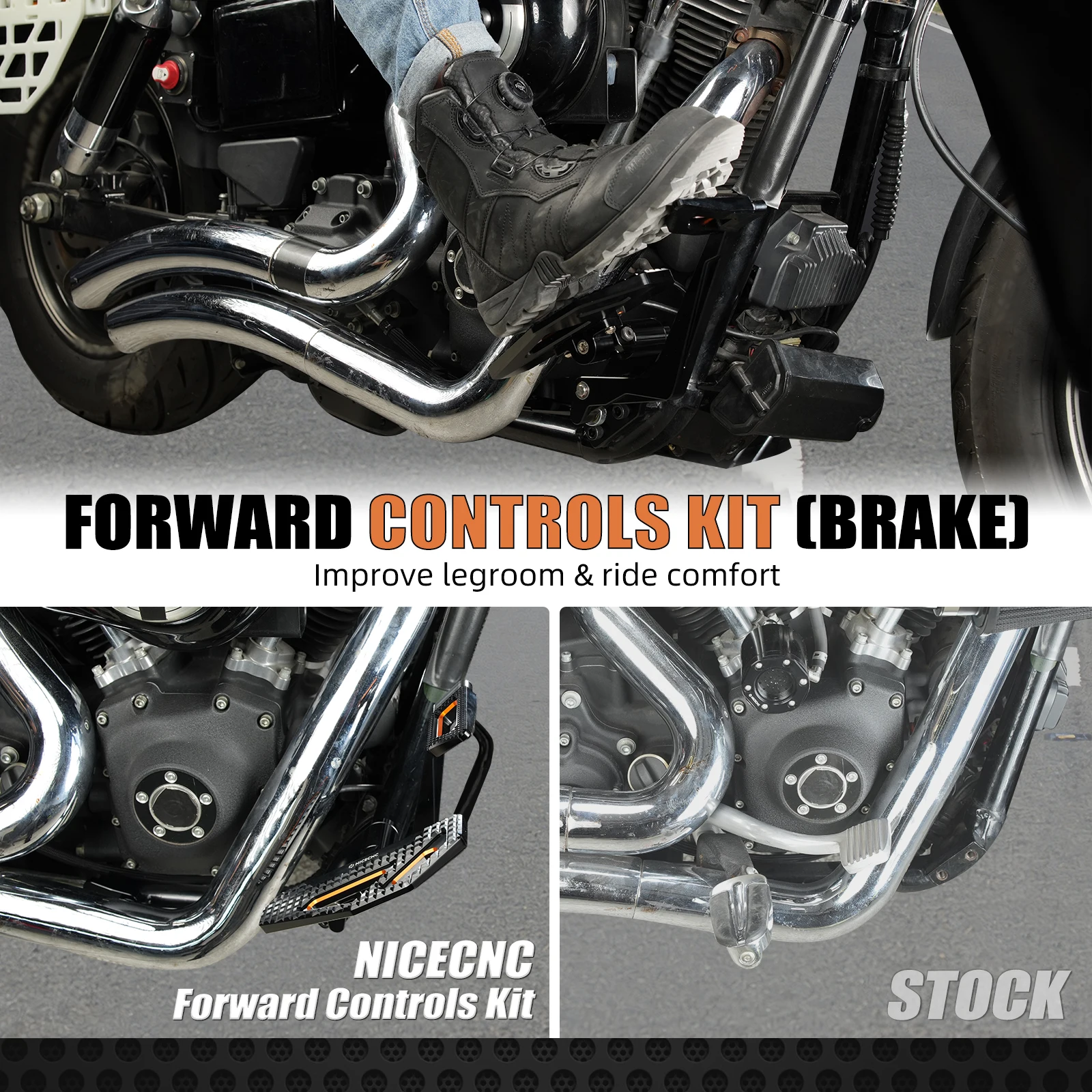 Für Harley Dyna Street Bob FXDB Low Rider FXDL 2000-2017 Vorverlegte Fußrastenanlage Fat Bob FXDF Super Glide FXD Wide Glide Switchback – Detail 3
