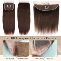Extensions de Cheveux Humains Lisses Marron Chocolat avec Closure HD 4x4 et Frontal 13x4 – 100% Cheveux Remy Bruts 4