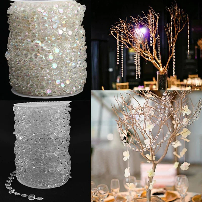 10M Acryl Kristall Perlen Vorhang Klare Girlande Strang Hängende Ketten Für Party Hochzeit Fenster Balkon Garten DIY Dekoration