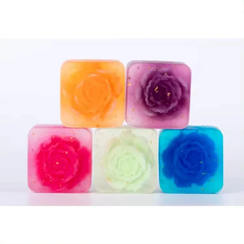 

Hot Handmade Flower Essential Oil Soap Deep Cleaning Exfoliating Shower Skin Care and Hydration Multicolor Rose Soap for Women