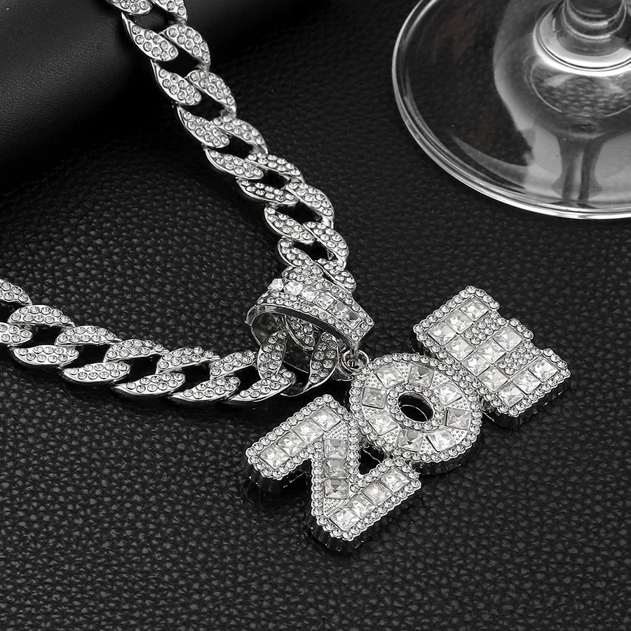 2023 New Model Hip Hop ZOE Letter Pendant Necklace 13mm Wideth Crystal  Cuban Chain Iced Out Bling INS Necklaces Fashion Jewelry