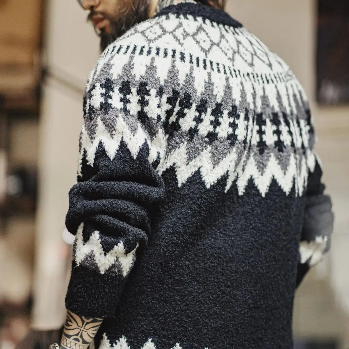 Maden Vintage Heavyweight Fair Isle maglione islandese girocollo