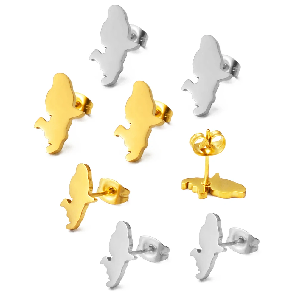 Anniyo (Two size) France Martinique Stud Earrings Stainless Steel Jewelry @274821 2