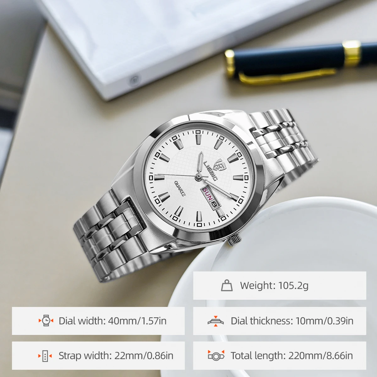 LIEBIG Lovers Watches For Men Women Quartz Date Week Wristwatch 3Bar Waterproof Couple Watch