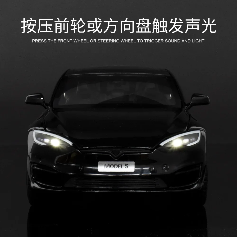 1:24 Tesla Model S Alloy Car Model Diecast Metal Toy Vehicle Car Model Simulation Collection Sound Light Kids Toy Gift C270 6