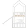 Twin Size Loft Bed with Slide for Kids Bedroom,House Shaped Solid Wood Bedframe w/Full-Length Guardrail Space Saving Design 6