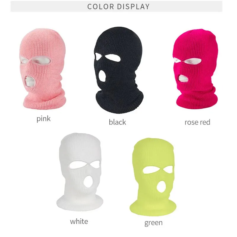 Balaclava mask Full Face Cover Ski Mask Hat 3 Holes Balaclava Army Tactical CS Windproof Knit Beanies Bonnet Winter Warm Unisex Caps