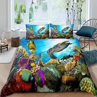 Ocean Life Duvet Cover Sets for Kids Teens Queen Size Lightweight Down Quilt Covers 2 Pillowcases 1 Comforter Cover No Comforter 1