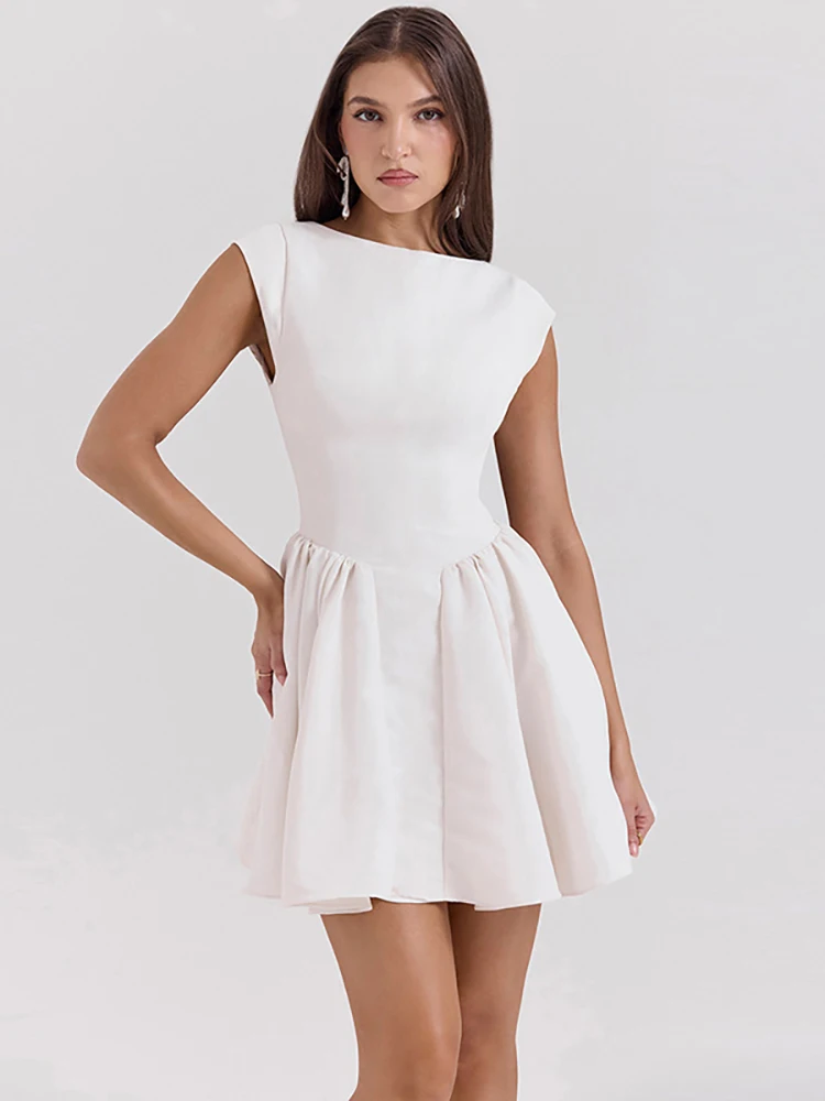 Fantoye Sexy Backless A-line Women Dress Black Sleeveless High Waist Dress Female Autumn Slim Elegant Party Clubwear Vestidos