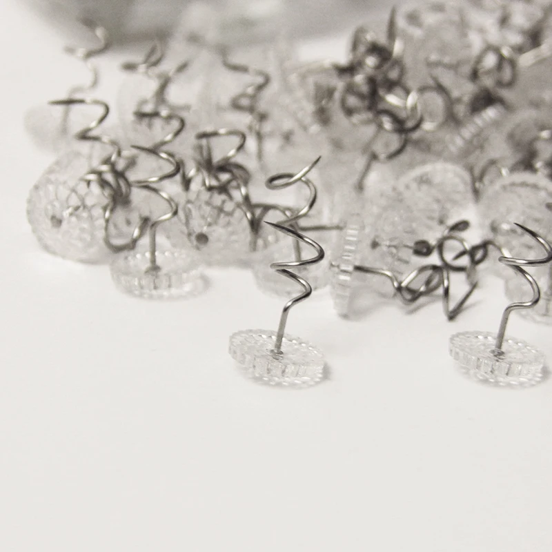 Practical Stainless Steel Transparent Spiral Nail Sofa Tack Pins DIY Handcraft Fastener Accessories Bed Skirt Fixed Twist Nail sewing pins