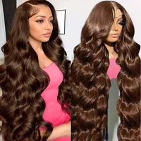 Perruques Lace Front Body Wave Chocolat Brun Cheveux Humains 13x4 13x6 HD Lace Frontal Wig Pour Femmes Pré-épilée Ligne de Cheveux Naturelle 5