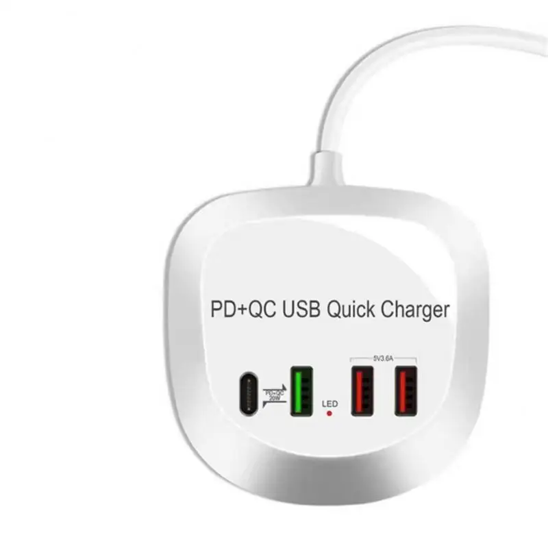 

4 Ports USB Charger HUB Adapter Quick Charge Portable Travel Tablet Phone Charger Fast Charging PD Charger For IPhone Samsung