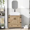 28 inch Natural Color Bathroom Vanity, Modern Fixture Standing Pedestal Cabinet with White Ceramic Sink 1