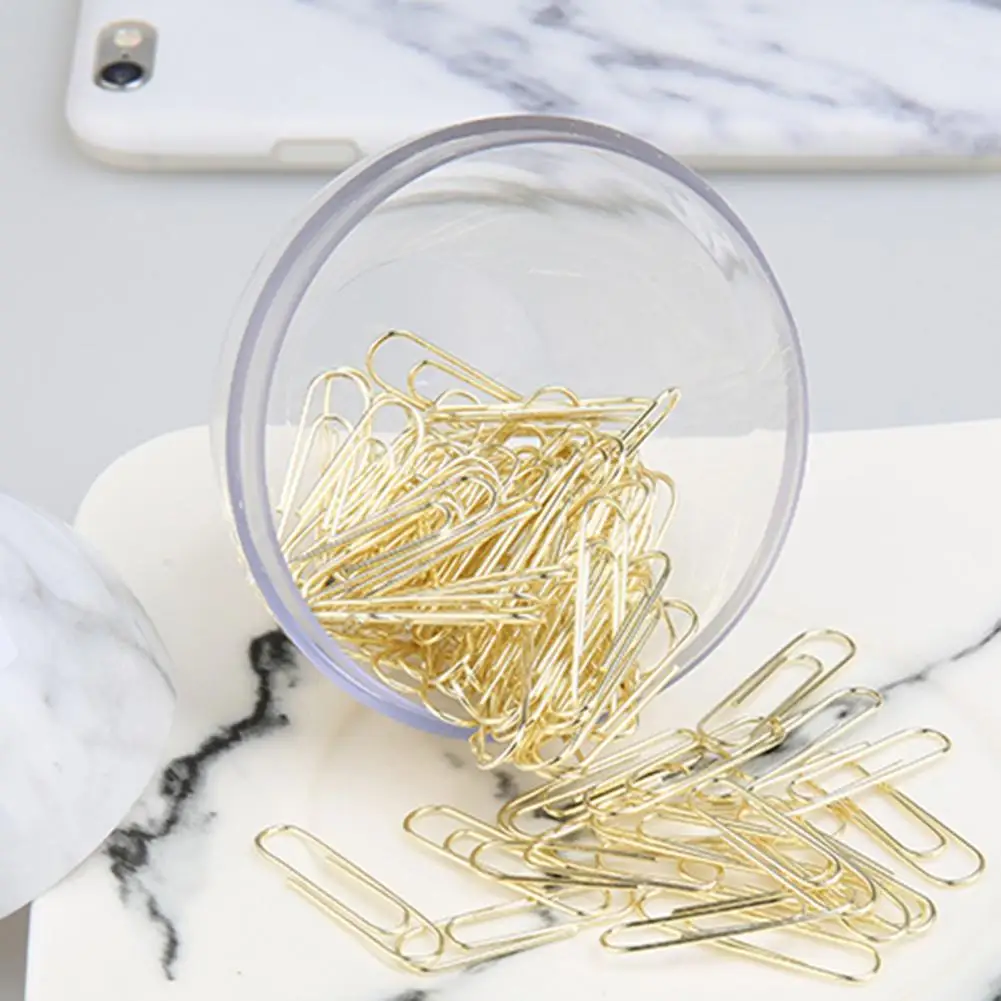 Transparent Paper Clip Holder Magnetic Paper Clip Holder Stylish Round Desktop Organizer with 100 Clips for Office Supplies