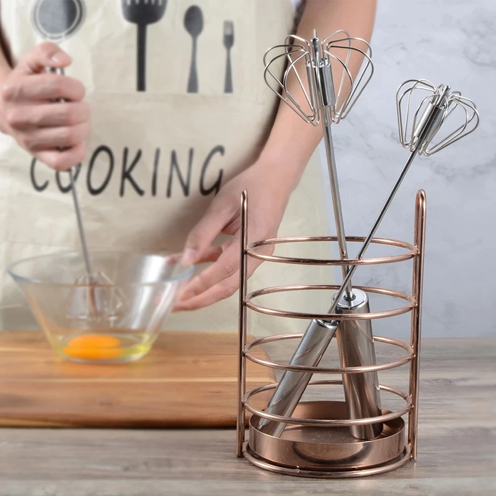 30cm Semi-automatic Mixer Egg Beater Manual Self Turning 304 Stainless Steel Whisk Hand Blender Egg Cream Stirring Kitchen Tools Egg Beater