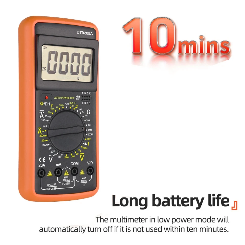 Digital Multimeter DT9205A AC/DC Transistor Tester Electrical NCV Test Meter Profesional Analog Auto Range