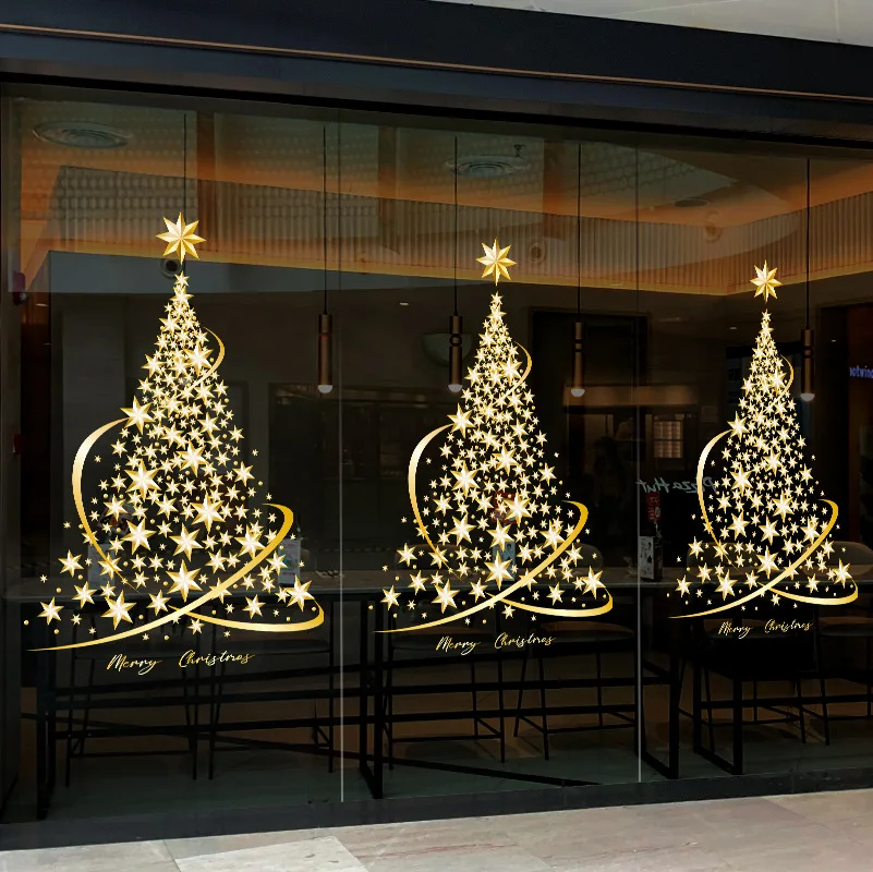 Window stickers 1Pack for Christmas tree glass Xmas decals home party decorations