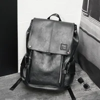 Fashion Student Schoolbag Computer Bag Men's Backpack PU Leather Backpacks Man High Capacity Travel Bag Softback Bookbag Male 1