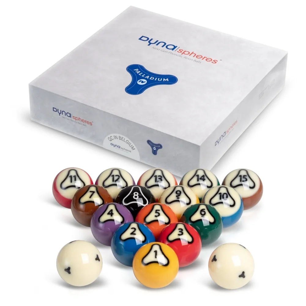 DYNASPHERE Phenolic Resin Billiard Pool Ball Palladium/Rhodium/Tungsten/Vanadium 57.2mm Set