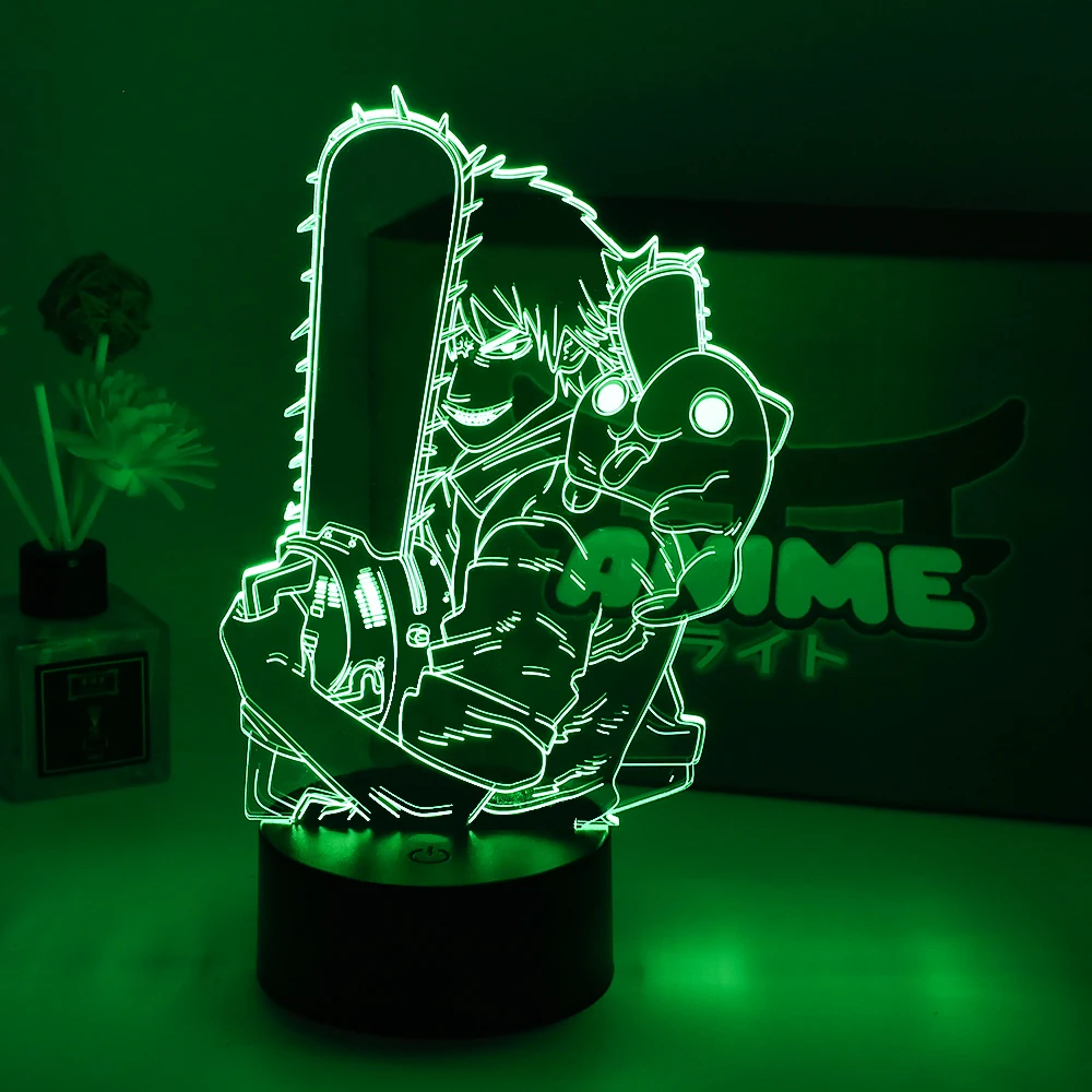 Tanie Lampa Led 3d Anime Chainsaw Man na dekoracja sypialni Nightlight