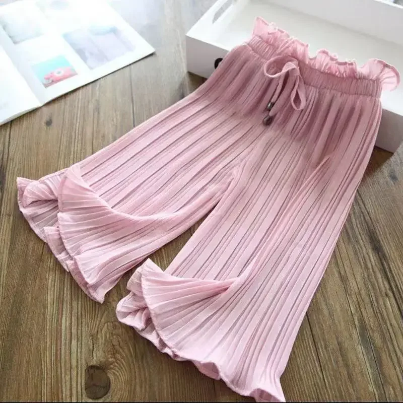Girls' Ice Silk Wide-Leg Lace Pants 3