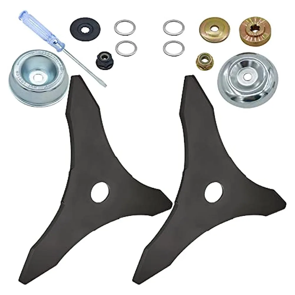 2 Pcs 10" X 3 Teeth Carbon Steel Brush Cutter Blades Grass Eater
