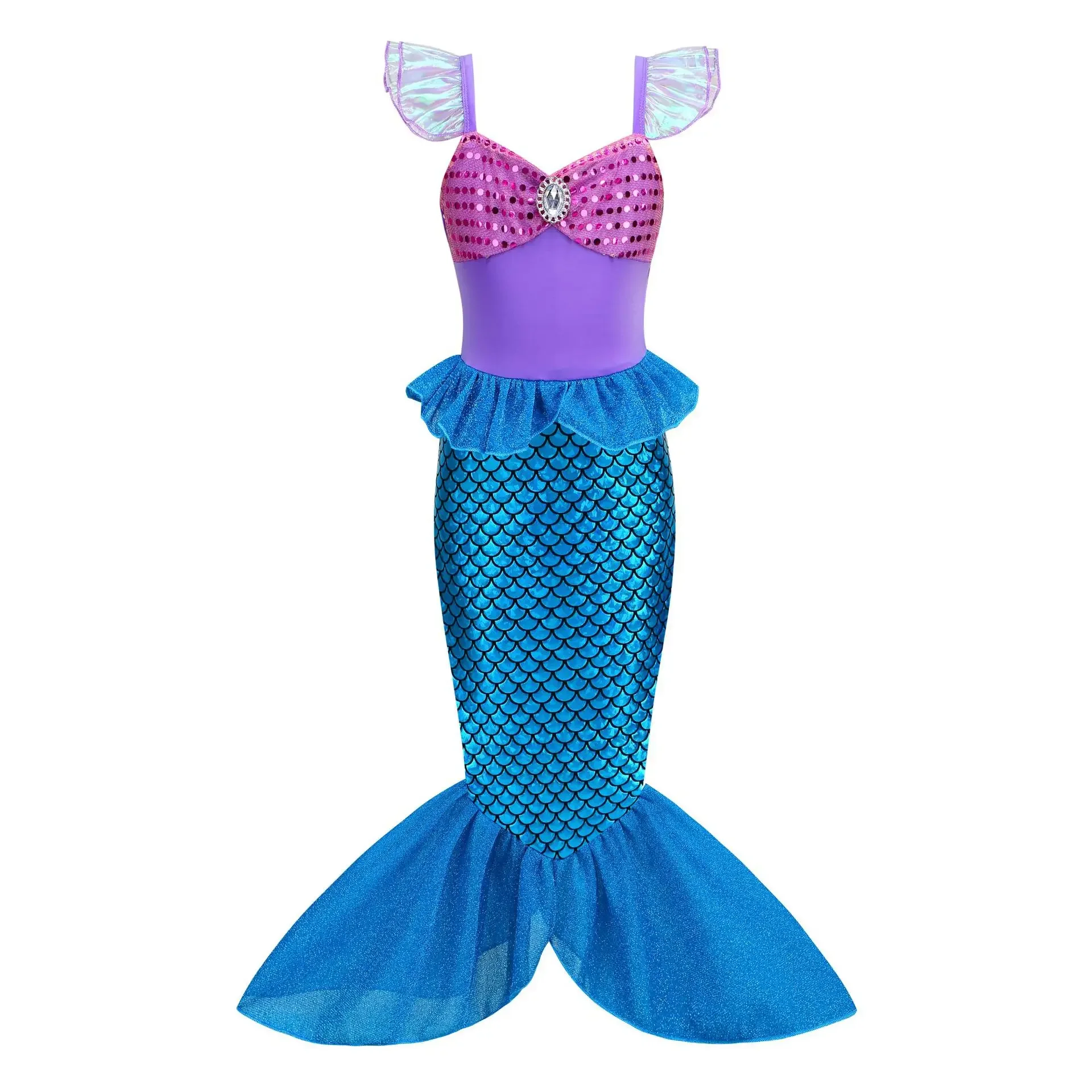 Girl Princess Dress Children Little Mermaid Halloween Party Costume Kids Ariel Summer Dress Girls Christmas Fancy Clothes