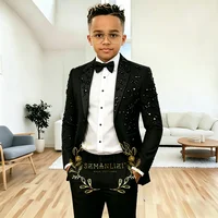 Costume Royal Bleu pour Garçons – Smoking de Soirée, Mariage, Cérémonie – Crystals, Revers Cranté – Ensemble 2 Pièces (Veste et Pantalon) – Tenue Formelle pour Bal de Promo 2