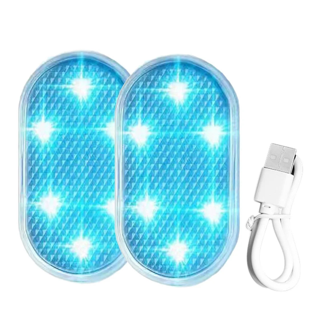 

2Pcs USB Charging Car Indoor Atmosphere Light Car Lighting Reading Light LED Atmosphere Light Press Sensor Ice