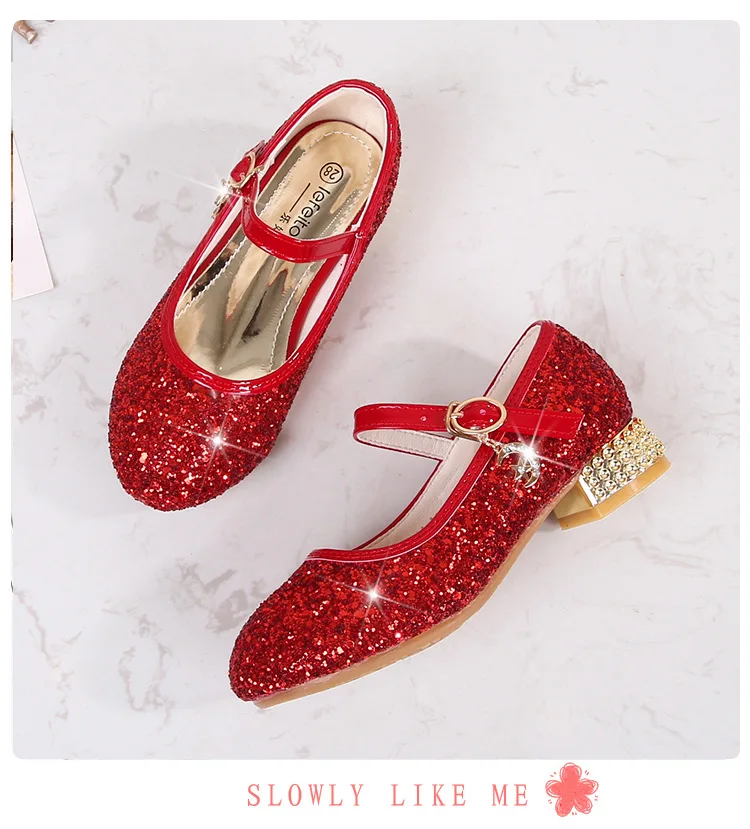 Description Picture 4 of itemChildren's High Heels Fashionable Piano Runway Performance Shoes Girls' Leather Shoes Princess Shoes Sequined Single Shoes
