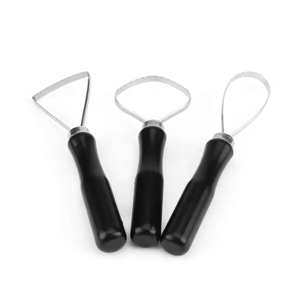 3 Pcs Wood Pottery Clay Sculpting Tools Set with Steel Flat Wire-Big Loop Carving Tools for DIY Home & School Projects