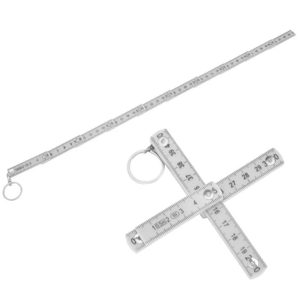 4PCS ABS 접이식 자 양면 흰색/빨간색/녹색 인치/미터법 측정 도구 미니 휴대용 열쇠고리 자 목공 작업용